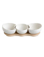 ANTIPASTIERA PAPILLON IN PORCELLANA BIANCA CON SUPPORTO IN BAMBOO NATURALE
