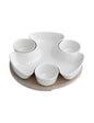ANTIPASTIERA PUZZLE PORCELL BIANCA C/SUPPORTO BAMBOO NATUR