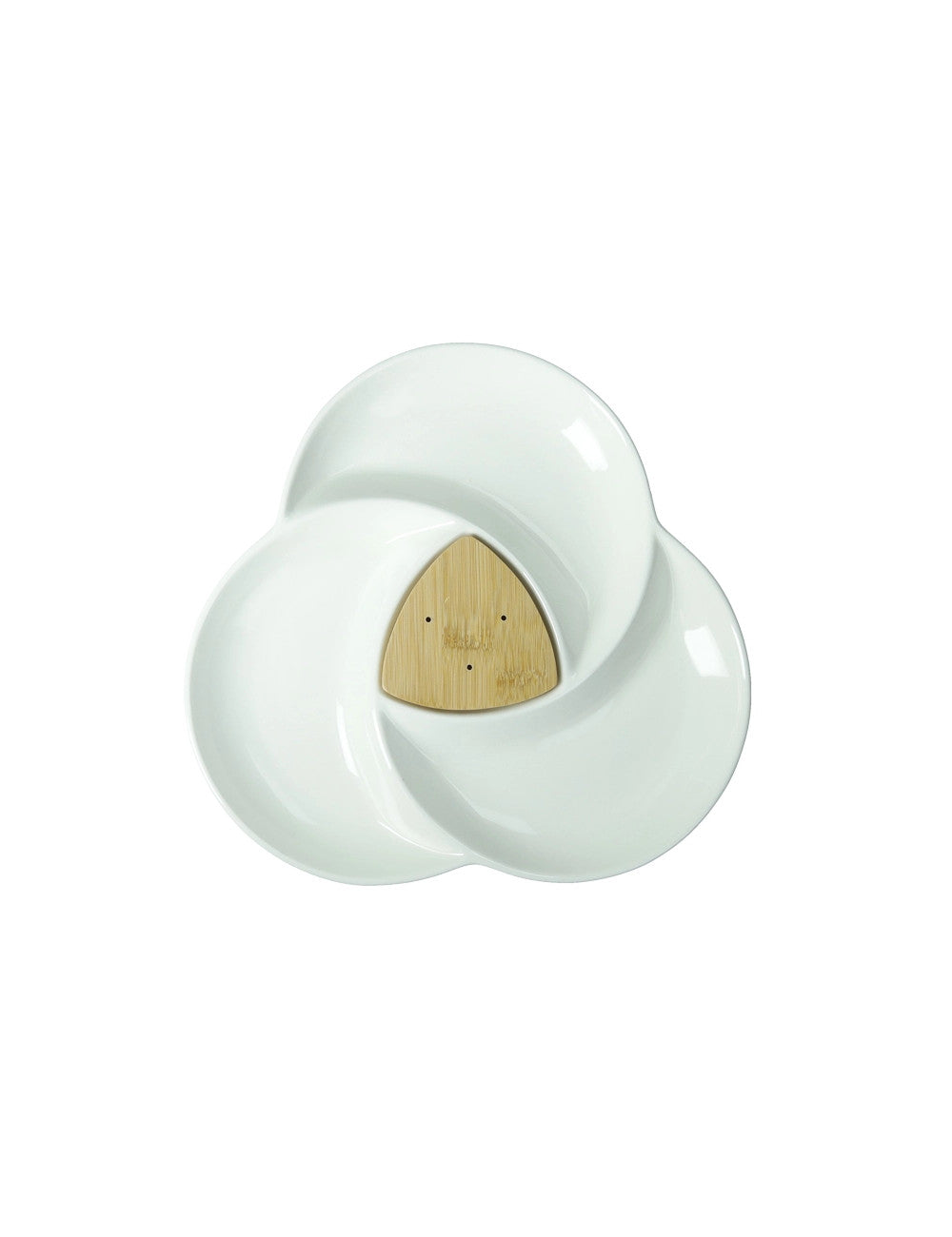 ANTIPASTIERA SPICCHIO DI LUNA PORCELLANA/BAMBOO C/3 FORCH INOX BRANDANI