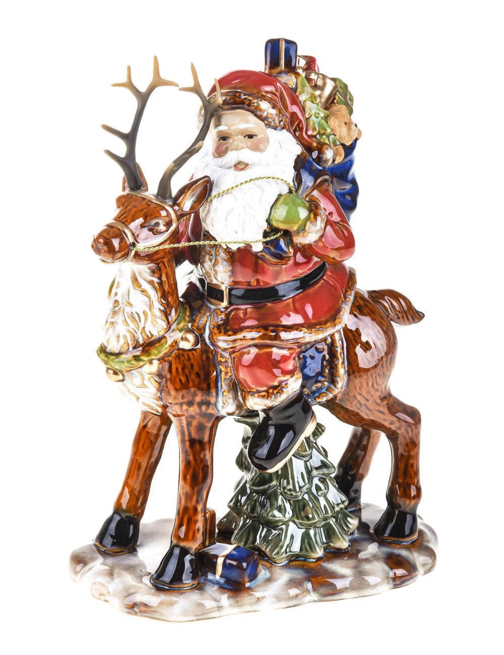 BABBO NATALE SU RENNA PORCELLANA BRANDANI