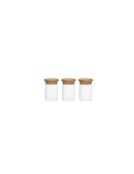 BRANDANI BARATTOLO PORTASPEZIE VETRO BOROSILICATO C/BAMBOO SET 3PZ