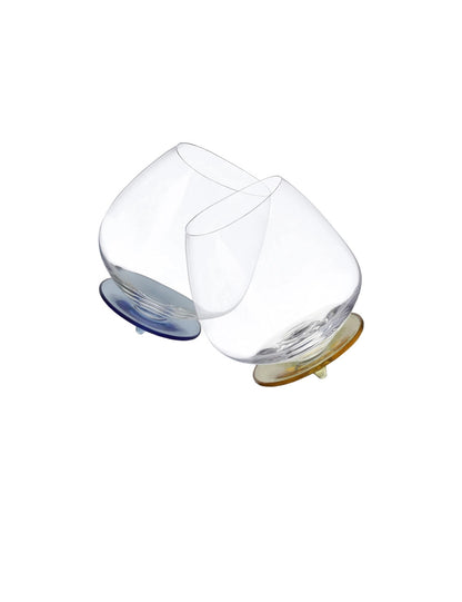 BICCHIERE BASCULANTE GIALLO/BLU SET 2 PZ VETRO BOROSILICATO BRANDANI