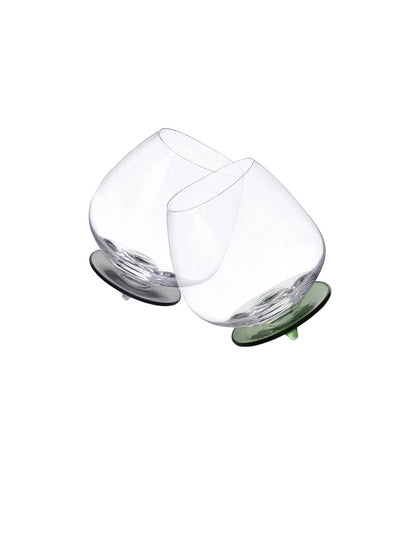 BICCHIERE BASCULANTE VERDE/FUME' SET 2 PZ VETRO BOROSILICATO BRANDANI