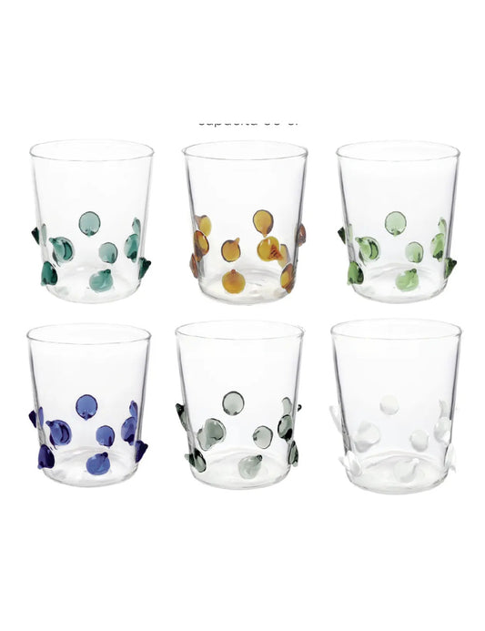 BICCHIERE GINEVRINE COLORI ASSORTITI SET 6 PZ VETRO BOROSILICATO BRANDANI