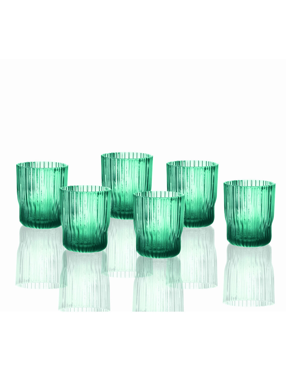BICCHIERE PLISSE TURCHESE SET 6 PZ VETRO