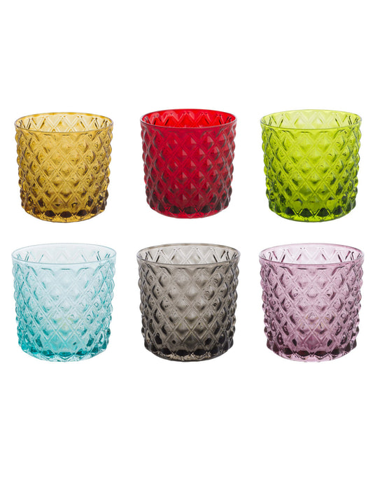 BRANDANI BICCHIERE ROMBI COLORI ASSORTITI SET 6PZ VETRO