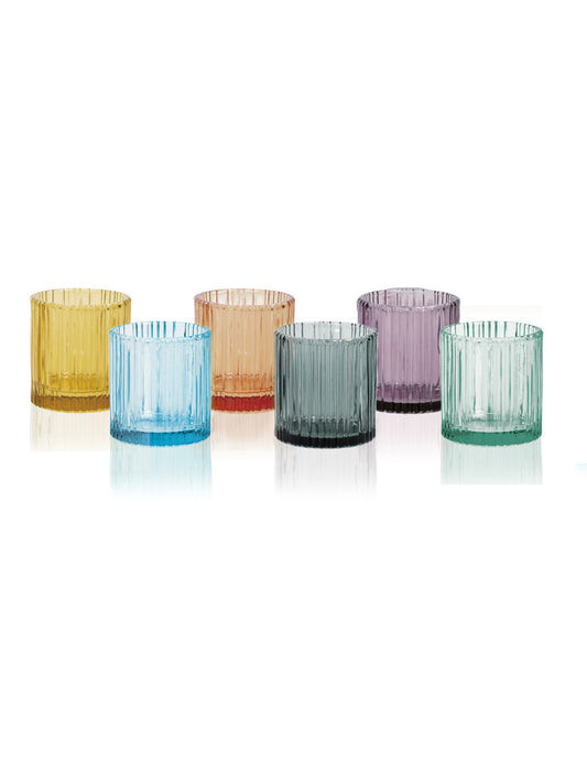 BICCHIERE SHOT PLISSE' SET 6 PZ COLORI ASSORTITI VETRO