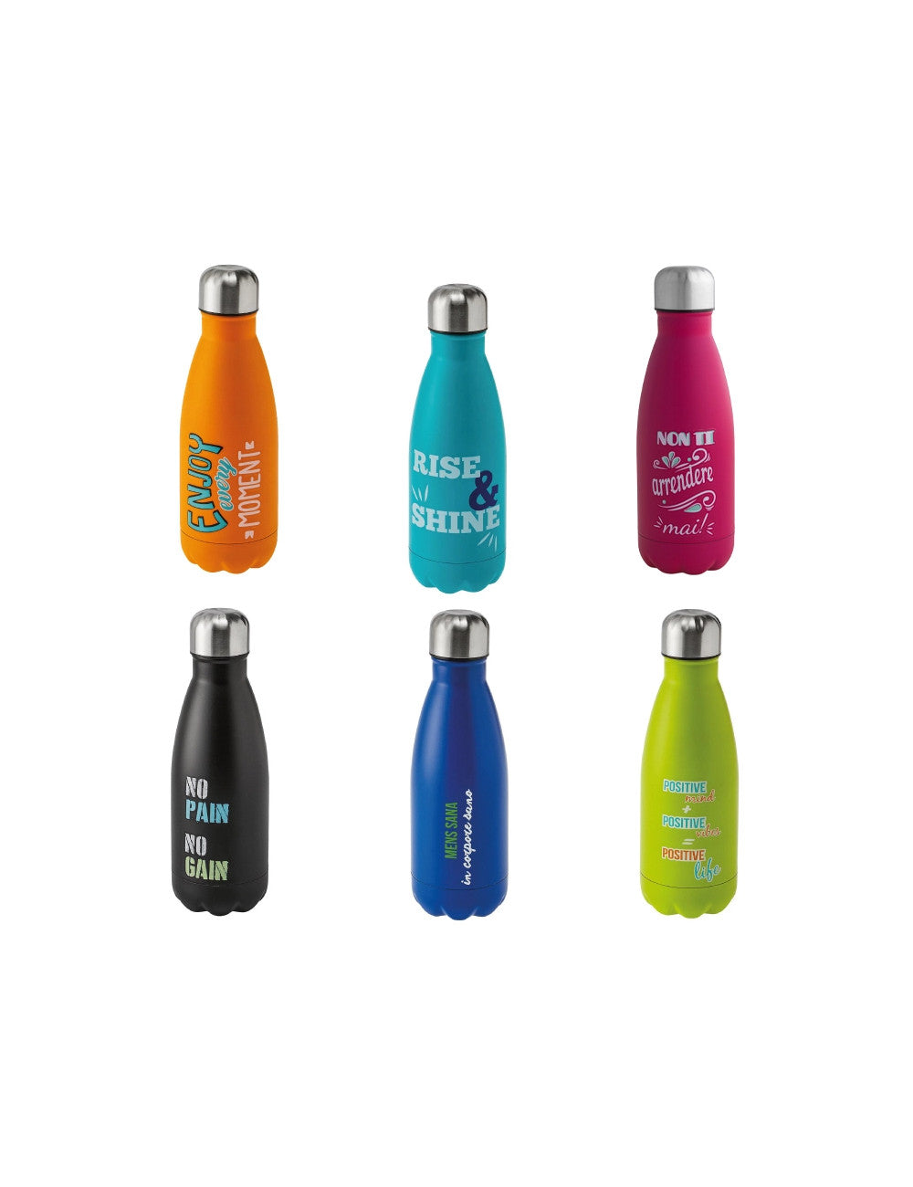 BOTTIGLIA TERMICA 350ML C/CHIU DEC.ASS INOX/PP
