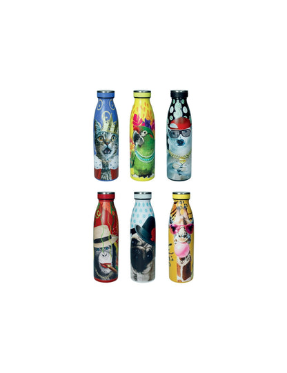 BRANDANI BOTTIGLIA TERMICA FUNNY ZOO 500ML C/CHIUS ERM SOGG.ASS INOX/PP DISP12P