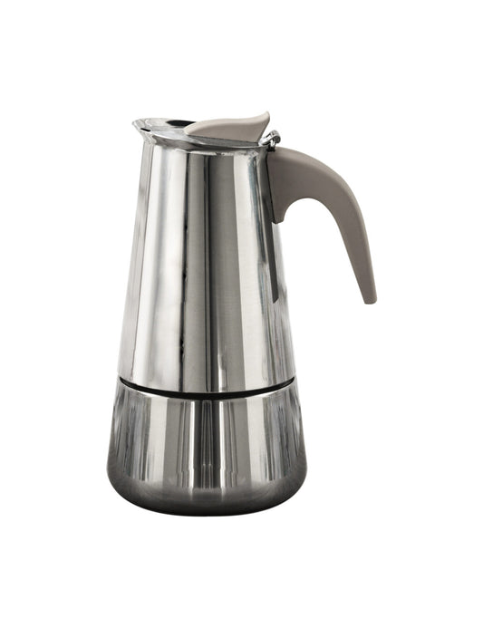 CAFFETTIERA BORBOTTINA AD INDUZIONE 6 TAZZE INOX CON MANICO SOFT TOUCH