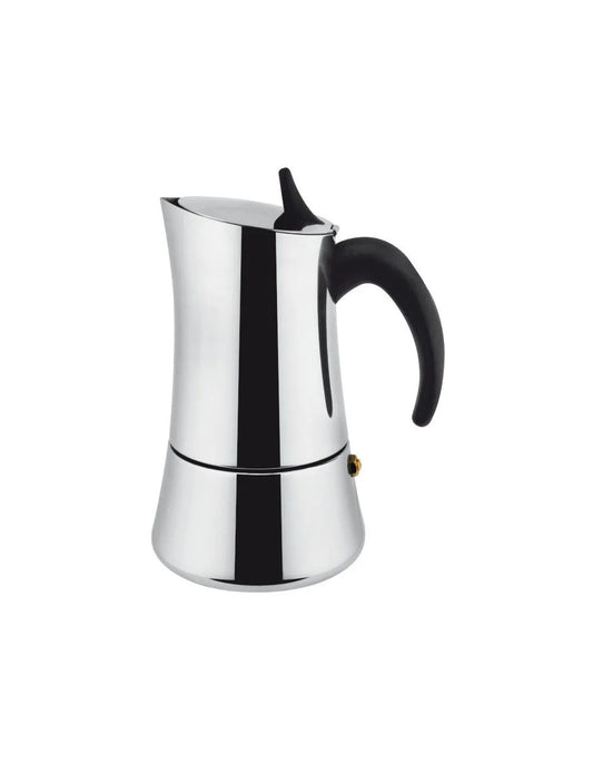 BRANDANI CAFFETTIERA DESIGN 4 TAZZE INOX C/MANICO SOFT TOUCH NERO