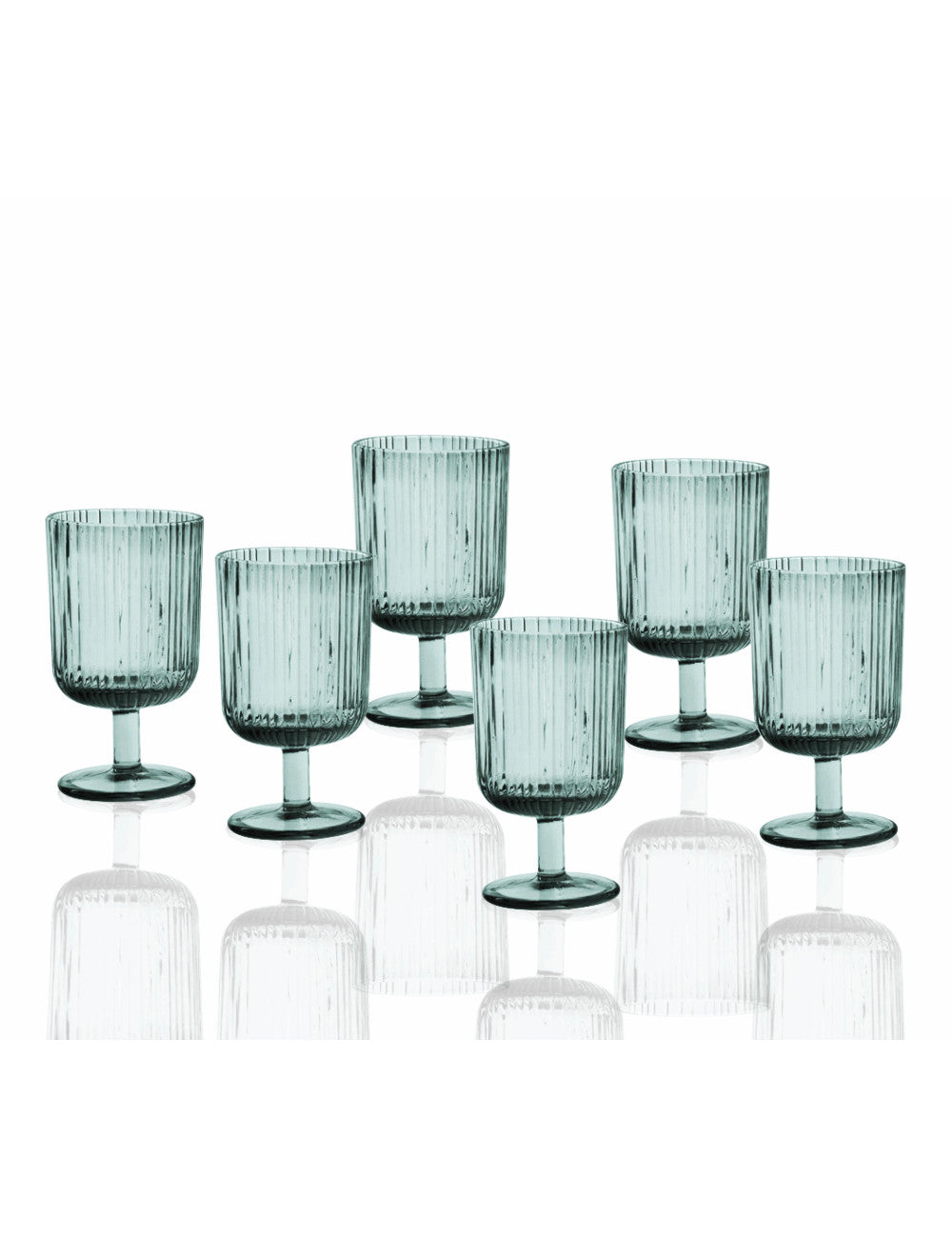 CALICE PLISSE TURCHESE SET 6 PZ VETRO