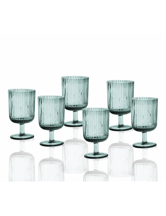 CALICE PLISSE TURCHESE SET 6 PZ VETRO
