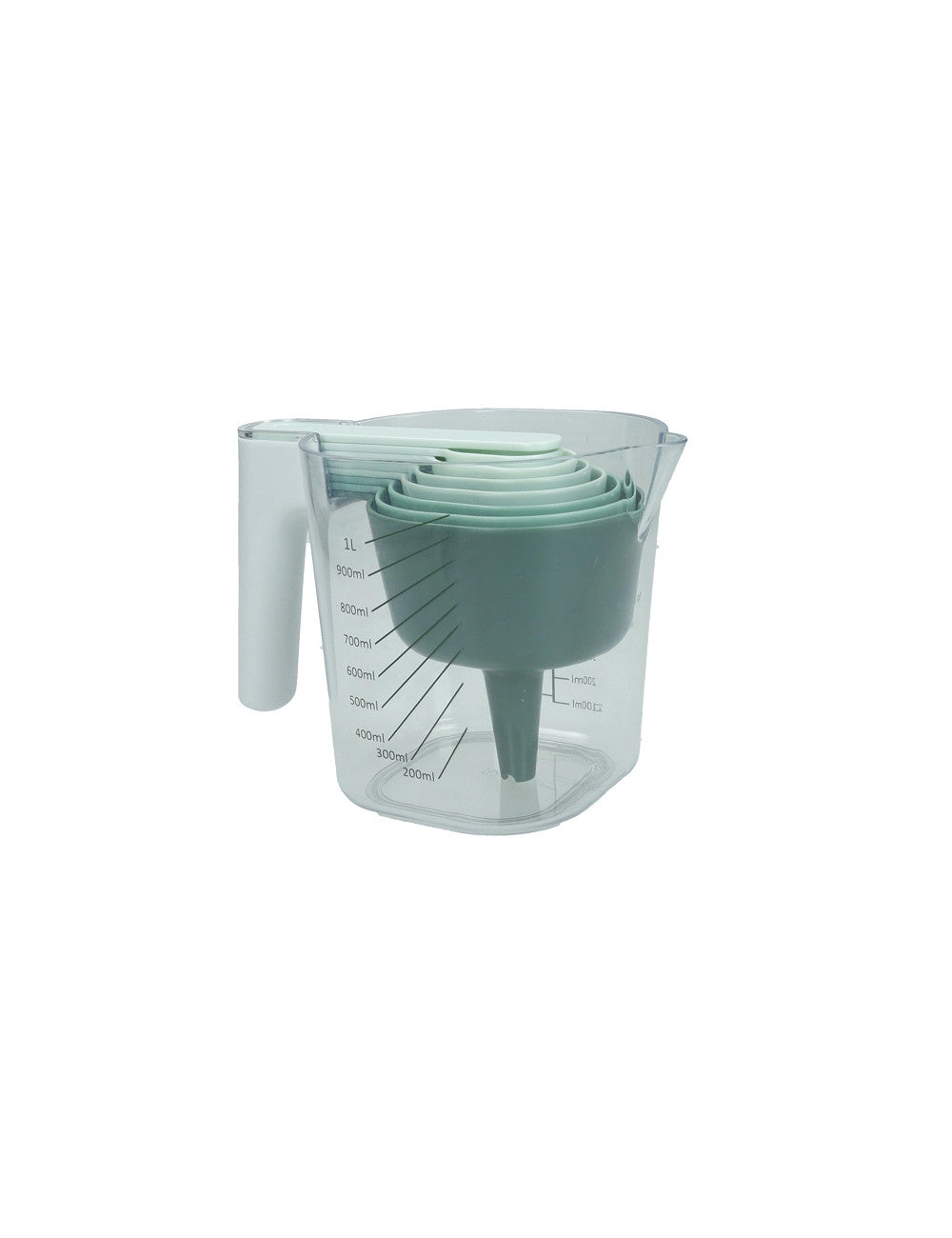 CARAFFA GRADUATA C/6 CUCCHIAI DOSATORI E IMBUTO SALVIA PS/SILICONE