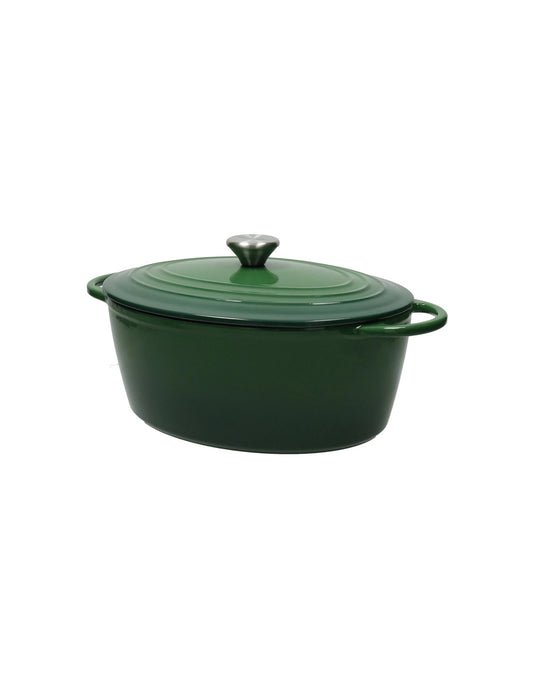 CASSERUOLA COCOTTE OVALE VERDE GHISA SMALTATA 5 LT - BRANDANI