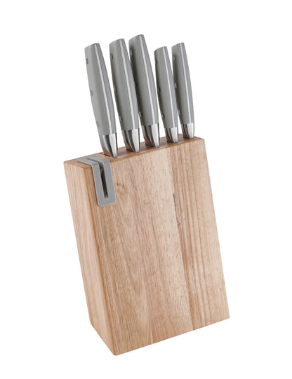 CEPPO NATURAL LEGNO C/AFFILA COLT C/5 COLTELLI INOX