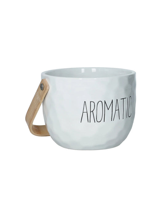BRANDANI CESTO PORTA PIANTE AROMATICHE NEW AGE DOLOMITE C/MANICO BAMBOO