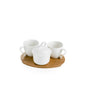 COFFEE SET 3 PZ PORCELLANA BIANCA C/VASSOIO BAMBOO BRANDANI