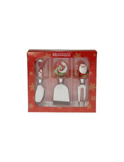 COLTELLI FORMAGGIO CHRISTMAS SET 3 PEZZI VETRO/INOX BRANDANI
