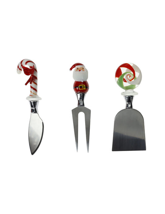 COLTELLI FORMAGGIO CHRISTMAS SET 3 PEZZI VETRO/INOX BRANDANI