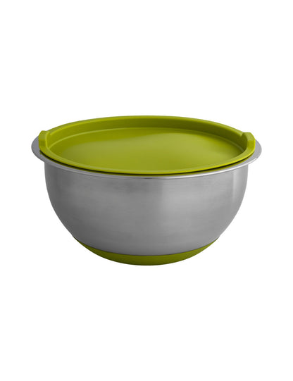 CONTENITORE BOMBETTA CON BASE E TAPPO VERDE IN INOX E SILICONE