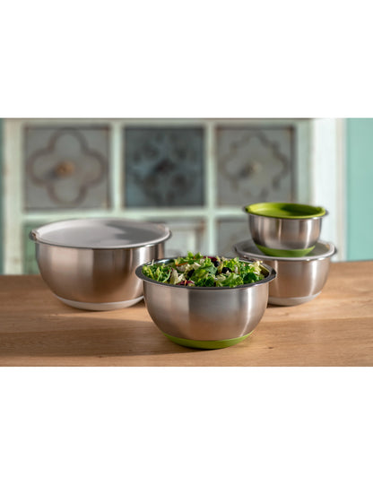 CONTENITORE BOMBETTA C/BASE E TAPPO VERDE INOX/SILICONE/PP