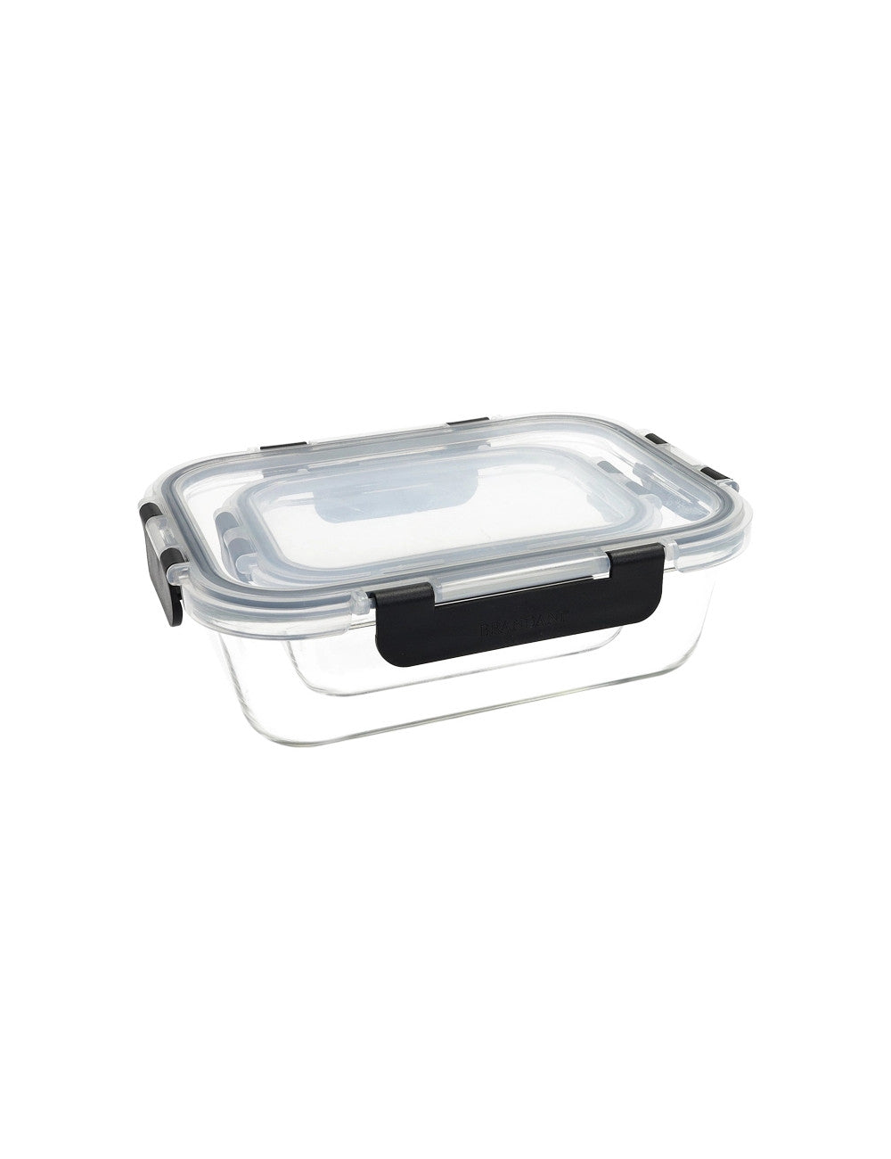 CONTENITORE ERMETICO NERO RETT. SET2 PZ 370ML+1040ML VETRO BOROSILICATO/PP - BRANDANI