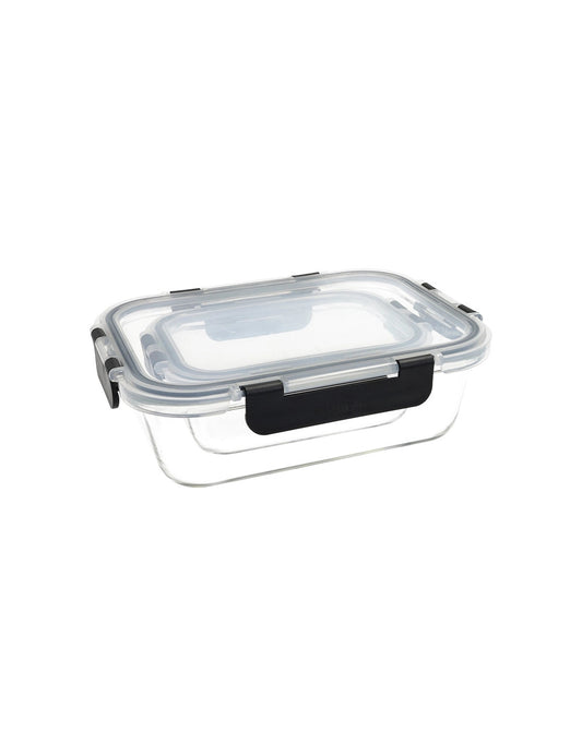 CONTENITORE ERMETICO NERO RETT. SET2 PZ 370ML+1040ML VETRO BOROSILICATO/PP - BRANDANI