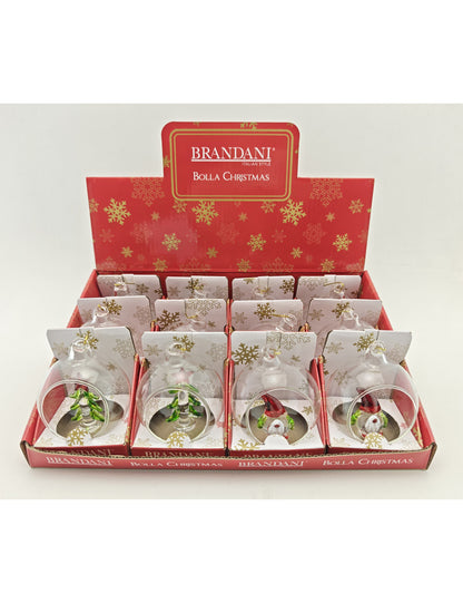 DECORATION PALLINA SOGGETTI ASSORTITI VETRO DISP 12 PZ BRANDANI
