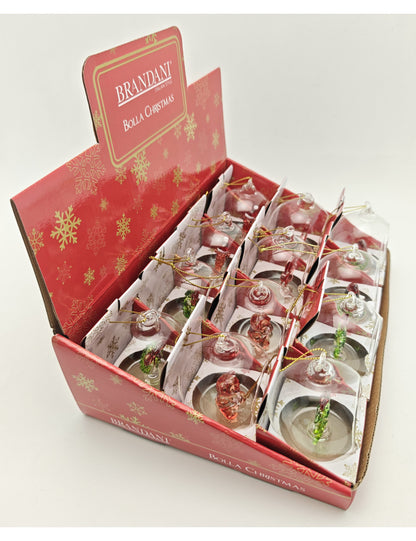 DECORATION PALLINA SOGGETTI ASSORTITI VETRO DISP 12 PZ BRANDANI