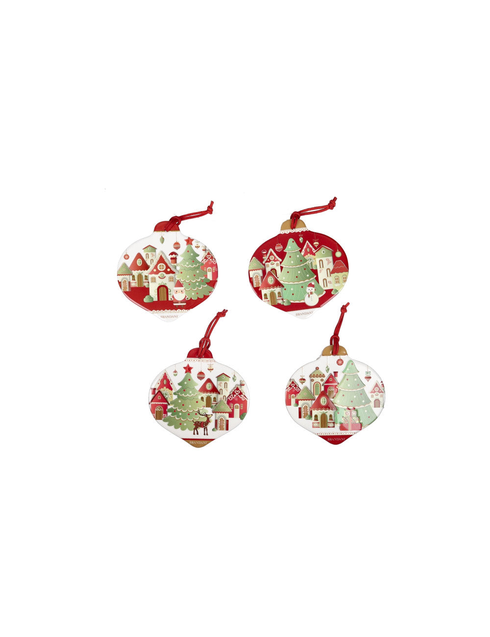 DECORATION VILLAGGIO IN FESTA GOCCIA SET 4 PZ CERAM/SUGHERO - BRANDANI