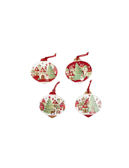 DECORATION VILLAGGIO IN FESTA GOCCIA SET 4 PZ CERAM/SUGHERO - BRANDANI