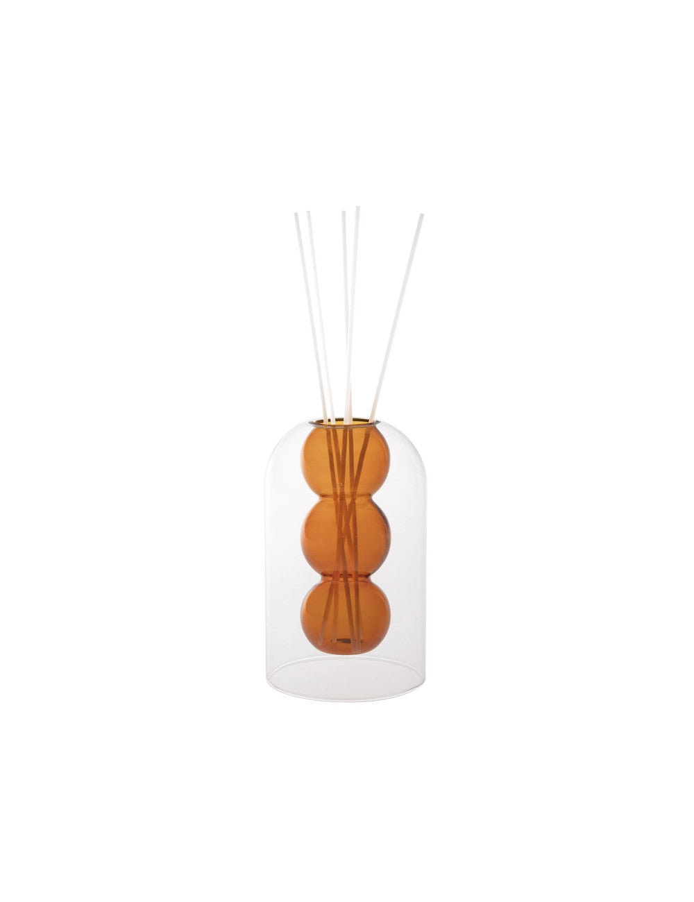DIFFUSORE DI FRAGRANZA BUBBLE AMBRA VETRO C/BASTONCINI FIBER WOOD