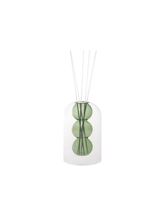 DIFFUSORE DI FRAGRANZA BUBBLE VERDE VETRO C/BASTONCINI FIBER WOOD