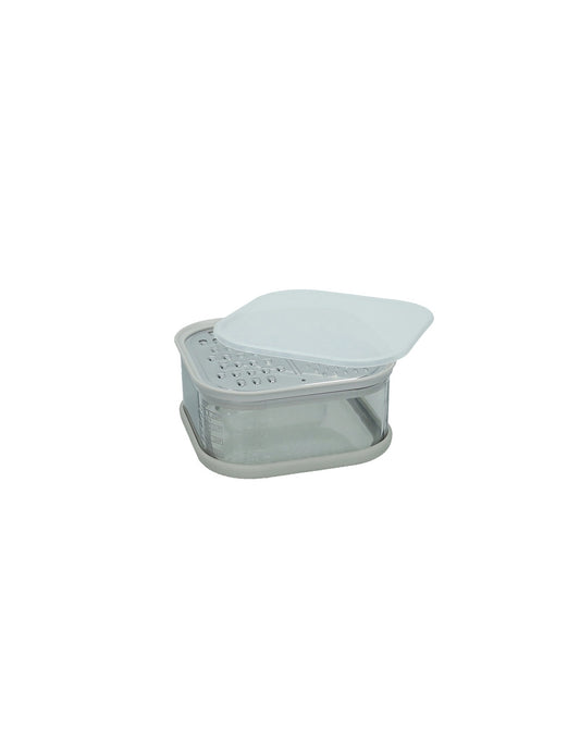 GRATTUGIA TORTORA DOPPIA LAMA INOX C/CONTENITORE ABS/SILICONE/PP/AS