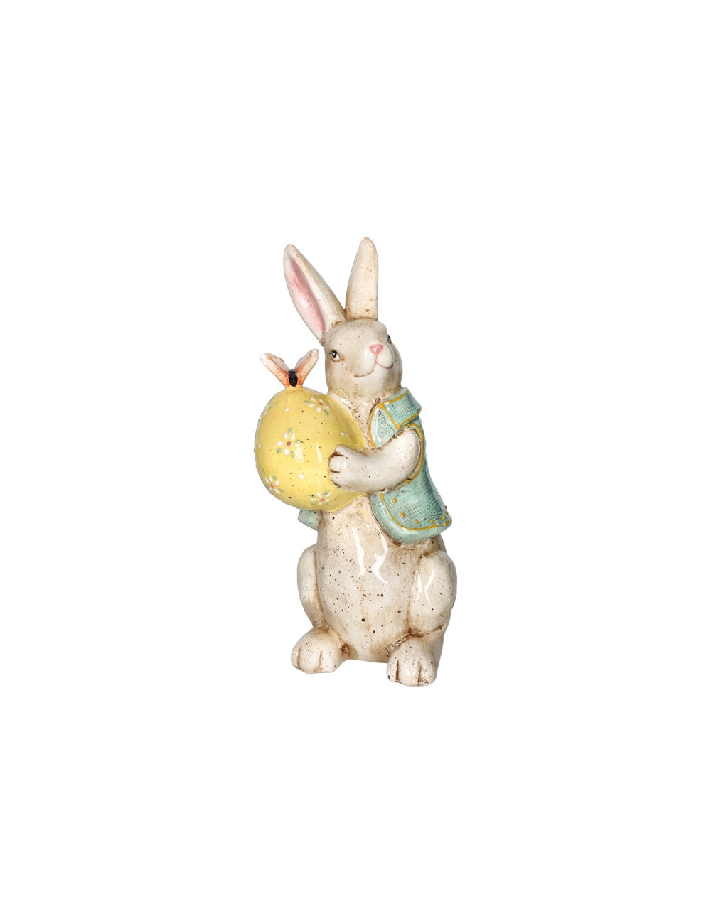HAPPY BUNNY CON OVETTO GIALLO STONEWARE - BRANDANI