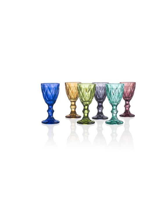 LIQUORINO DIAMANTE COLORI ASSORTITI SET 6 PEZZI VETRO BRANDANI