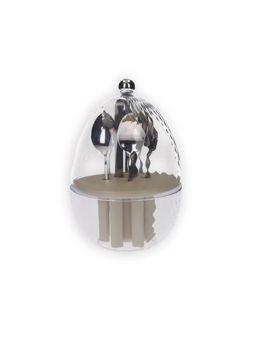 MINI OVETTO ABS/PP C/6 PZ CUCCHIAINI E PINZA INOX