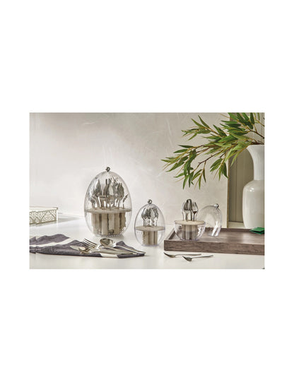 MINI OVETTO ABS/PP C/6 PZ CUCCHIAINI E PINZA INOX