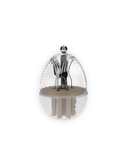 MINI OVETTO ABS/PP C/6 PZ FORCHETTINE E PINZA INOX