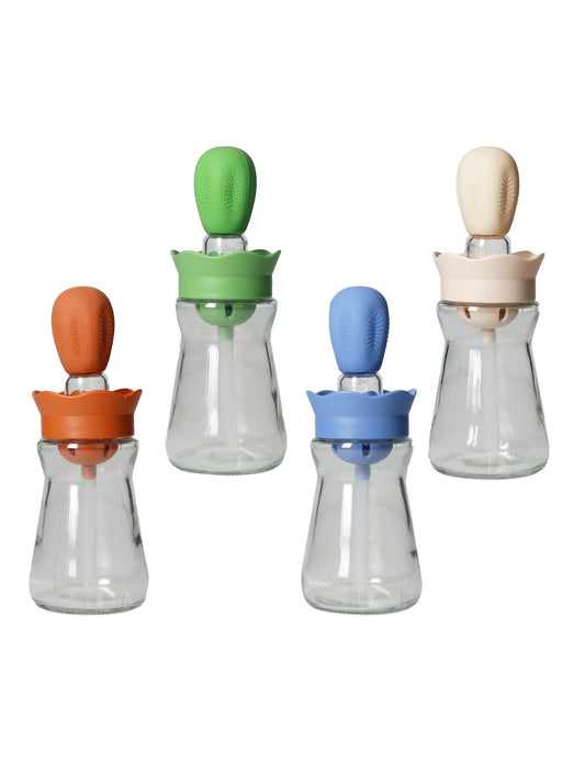 OLIERA VETRO C/DOSATORE E PENNELLO COLORI ASSORTITI SILICONE DISP 8 PZ