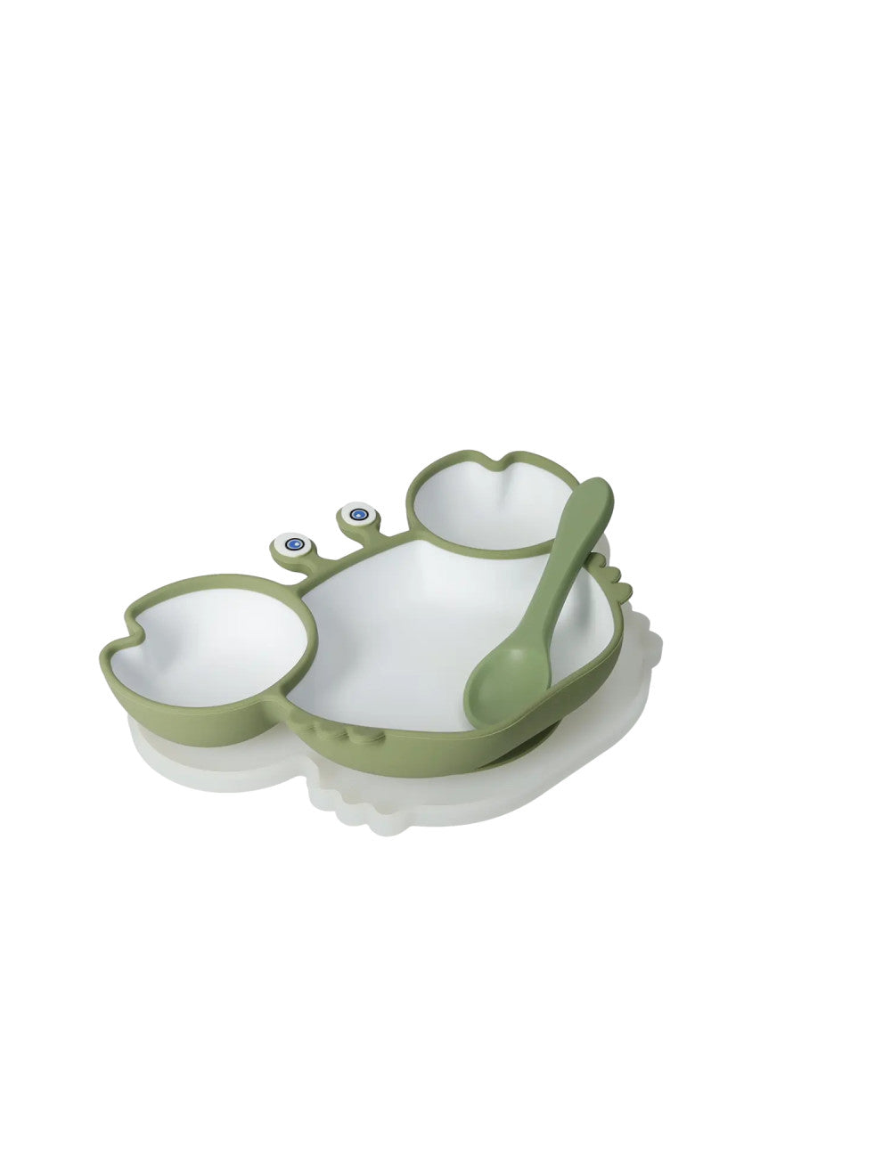 Brandani – Piatto pappa Granchietto con coperchio e cucchiaino in silicone -VERDE- BRANDANI