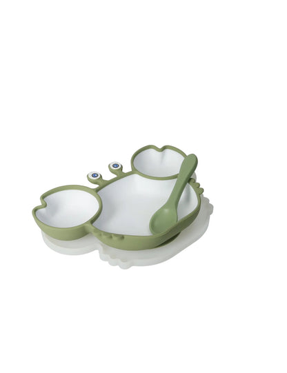 Brandani – Piatto pappa Granchietto con coperchio e cucchiaino in silicone -VERDE- BRANDANI