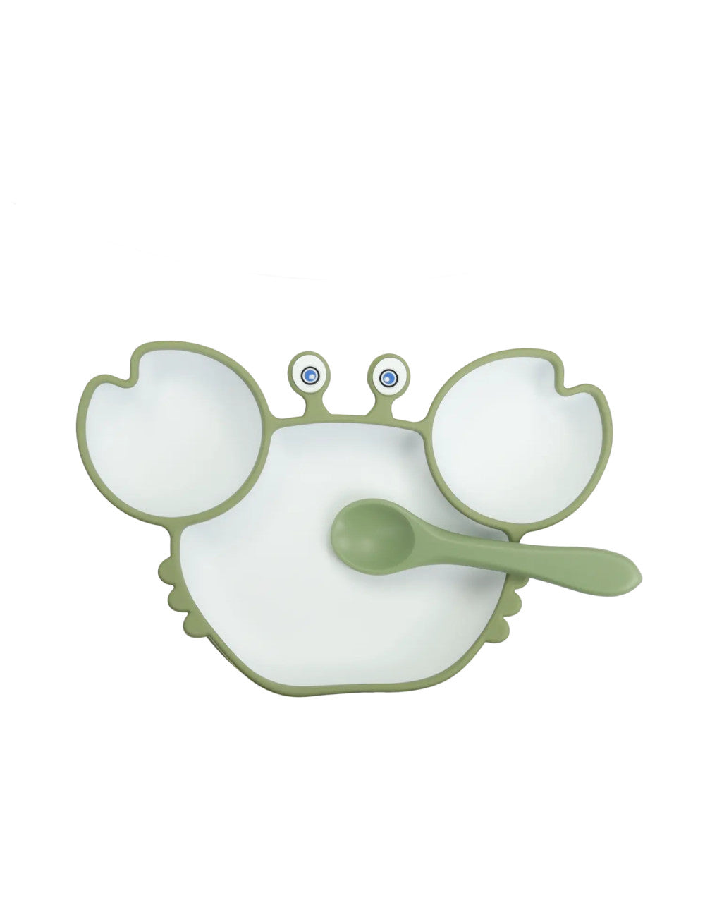 Brandani – Piatto pappa Granchietto con coperchio e cucchiaino in silicone -VERDE- BRANDANI