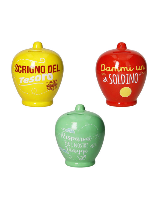 SALVADANAIO CLASSICO COLORI E FRASI ASSORTITE DOLOMITE