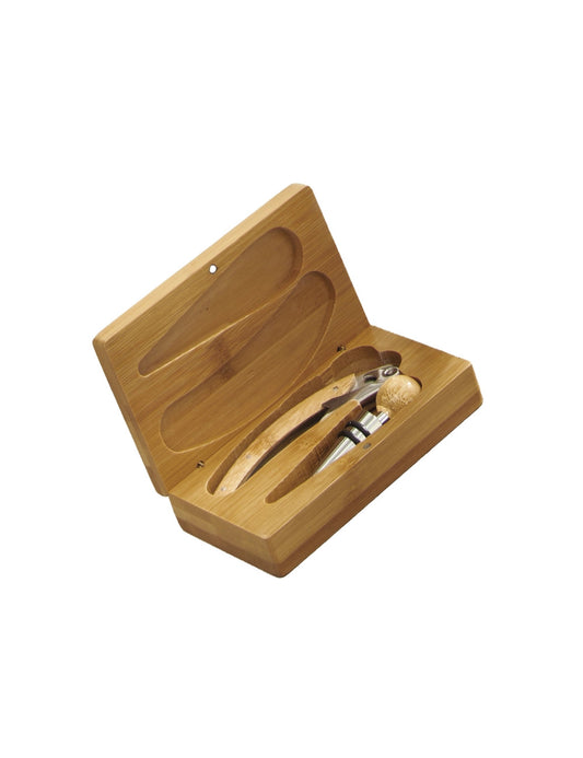 SET DEGUSTAZIONE VINO 2 PZ C/COFANETTO BAMBOO