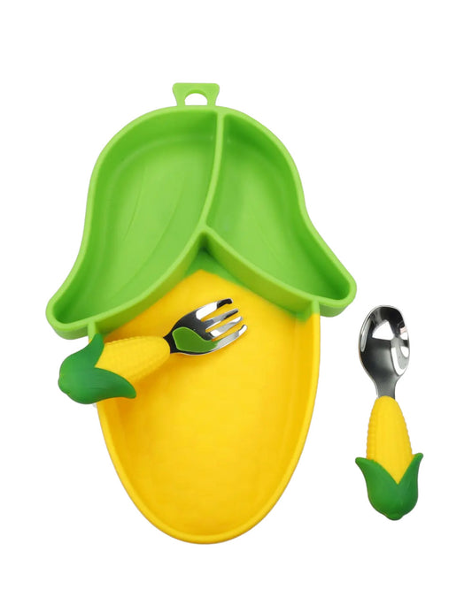 SET PAPPA PANNOCCHIA CON FORCHETTINA E CUCCHIAIO