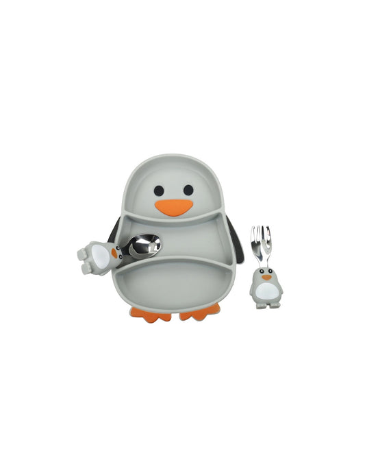 SET PAPPA PINGUINO CON FORCHETTINA E CUCCHIAIO