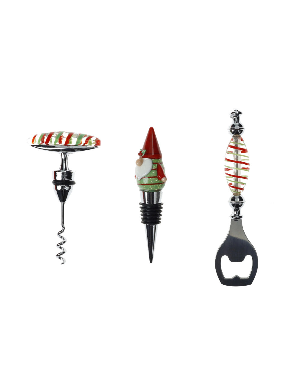 SET VINO CHRISTMAS 3 PEZZI VETRO/INOX/ZINC ALLOY BRANDANI