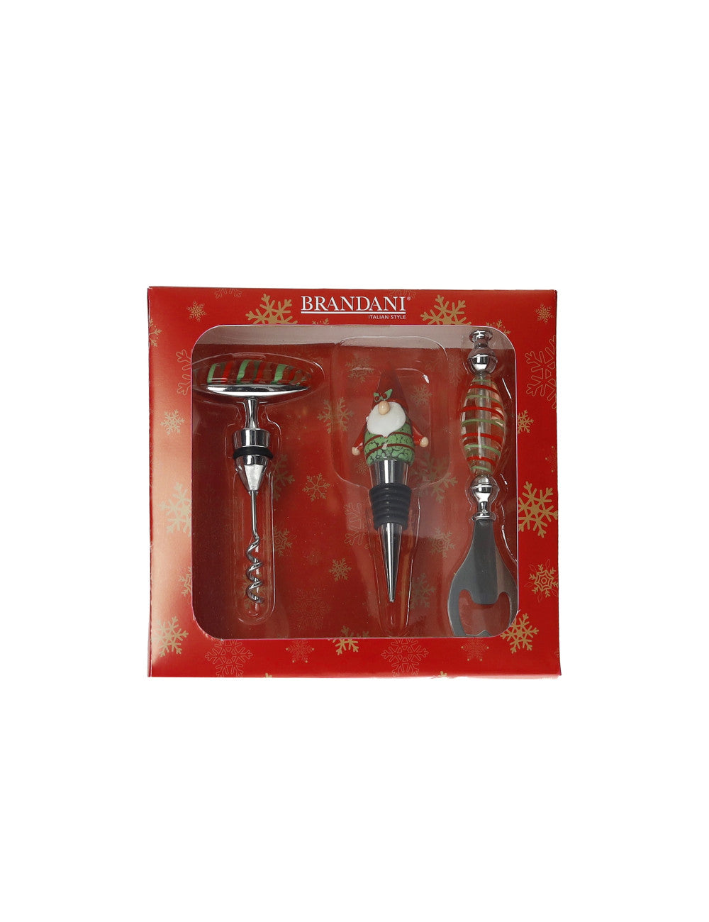 SET VINO CHRISTMAS 3 PEZZI VETRO/INOX/ZINC ALLOY BRANDANI